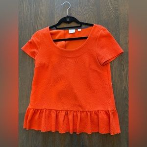 Anthropologie Ruffle Hem and Back Blouse - Orange - Size Small